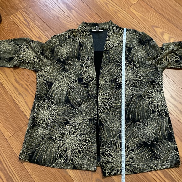 🌹JM Collection woman Jacket and Vest all in one black gold floral design sz 3X - Picture 10 of 13